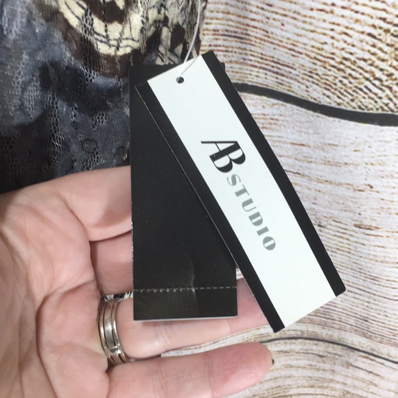 AB studio dress size 12 lace abstract print black - Picture 4 of 8